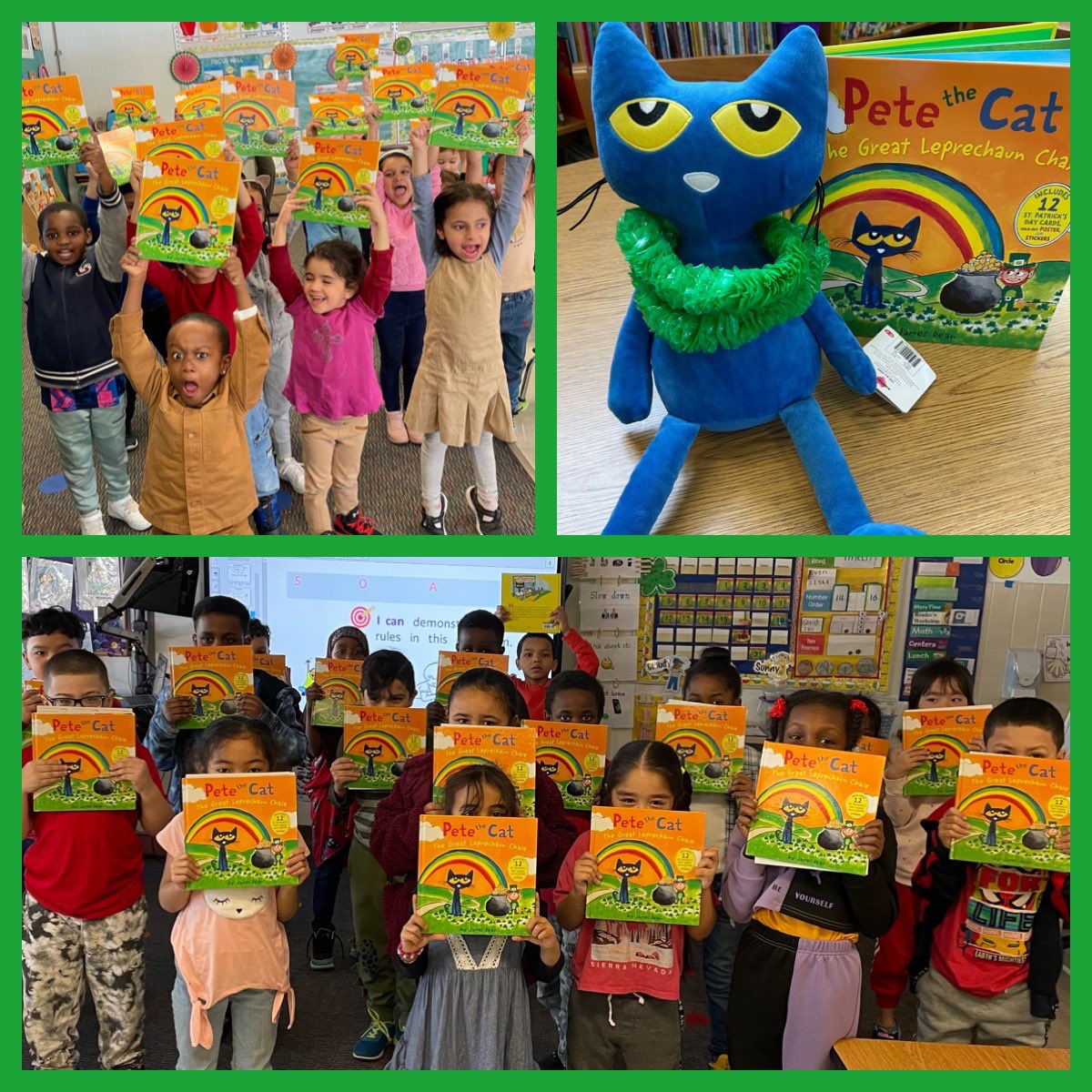 RCSDHBM's tweet image. These lucky learners may not have gotten the leprechaun’s gold — but they did each get a copy of ‘Pete the Cat and the Great Leprechaun Chase’ to share with their family and add to their home library! ☘️🌈🌟 @RCSDNYS  @RCSDLibraries   @kinders_mrs  #onercsd