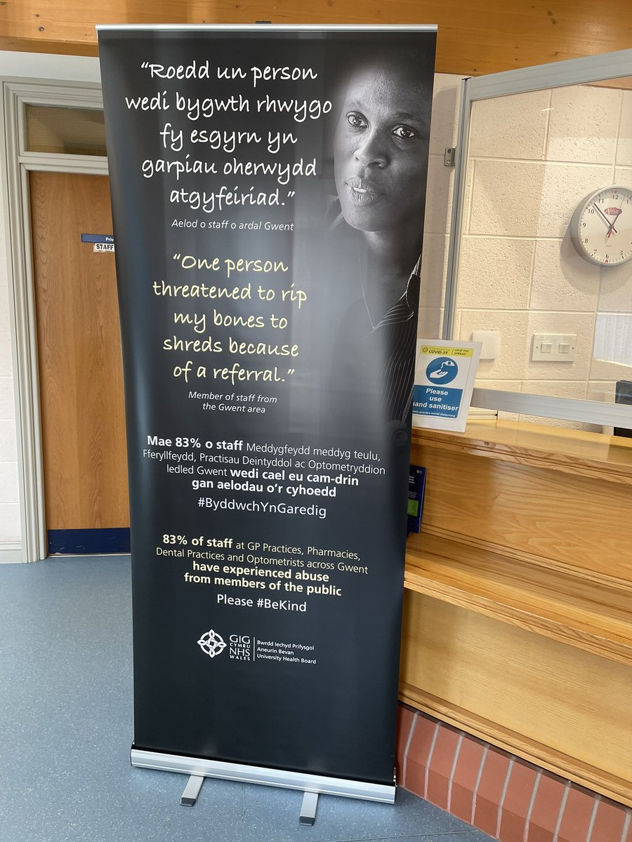 NelsonSurgery's tweet photo. In reception you will notice the @AneurinBevanUHB kindness campaign banner. No one comes to work to be shouted at, we’re here to help. We appreciate you may be concerned or worried over something but please do not take it out on the staff 🙏🏻 #bekind https://t.co/CirM1WGTLI
