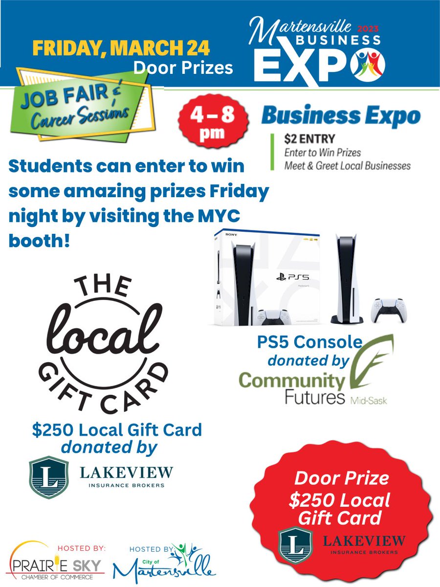 <a href="/PSSFdn/">Prairie Spirit Fdn</a> is LUCKY to be part of Martensville Business Expo Friday, March 24 Job Fair &amp; Career Sessions 4pm-8pm. All high school students attend FREE - job &amp; career options, connect w potential employers, listen to local entrepreneurs/businesses, FREE pizza, prizes <a href="/prairiespiritsd/">Prairie Spirit SD</a>