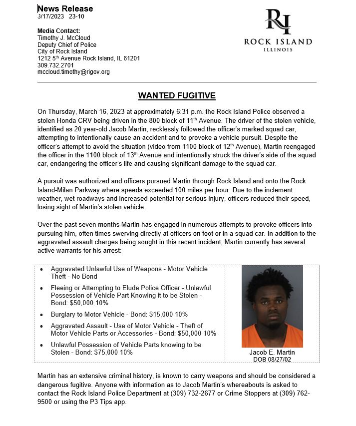 RockIslandPD's tweet photo. #RIPD For Immediate Release https://t.co/DKl86omXpX