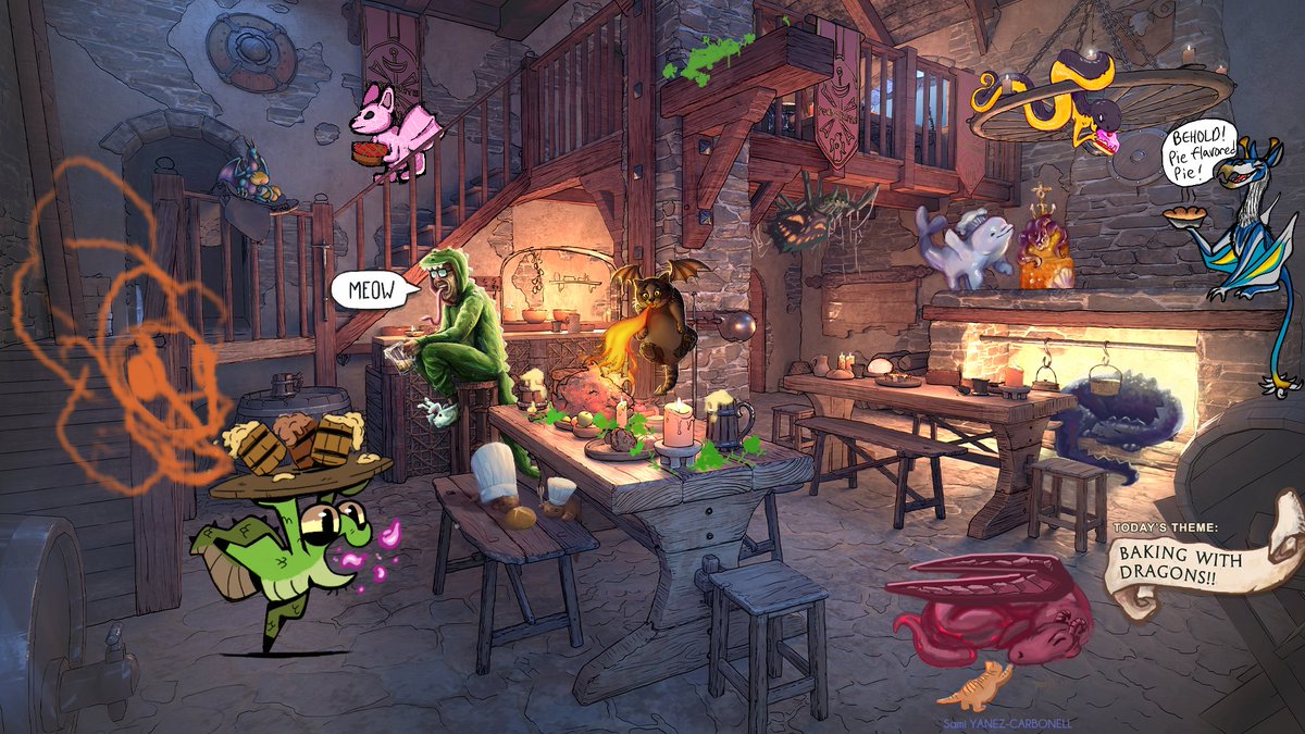 anexxshady's tweet photo. The Tavern: Drink &amp; Draw on @LightBoxExpo Discord channel is something I look forward to every week!! 🤩 Today's theme was Baking with Dragons! 🍞🐉
Thank you everyone, special thanks to the amazing hosts, @JjaLiddell @SofiAlexArt you guys are the best! 😍❤️ https://t.co/Buos9xpRlq