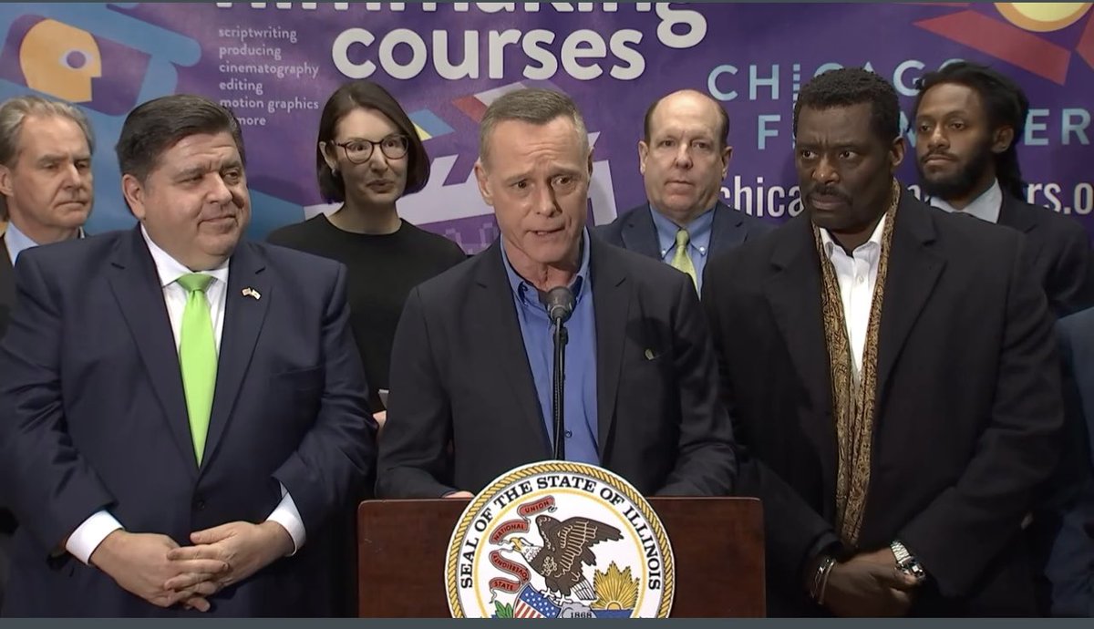 EEBolton's tweet photo. Great to celebrate IL’s record-breaking film expenditures - nearly 700M!
Jason Beghe of @NBCChicagoPD put it best: “…truly, Chicago has the best crews in the world”
#ILFilm is booming thanks to our growing, diverse film crew base & new programs to build the pipeline https://t.co/ydXCaBi62R