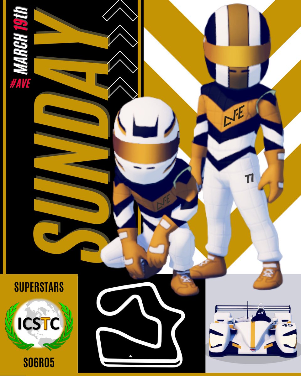 🔰 <a href="/Icstcleague/">International Circuit Superstars Team Championship</a> • <a href="/CircuitSUP/">Circuit Superstars</a>
🚩 S06R05 • Superstars Division

📌 See you this Sunday, on March 19th ! 🔥

#aVe #ICSTC #Race #SimRacing