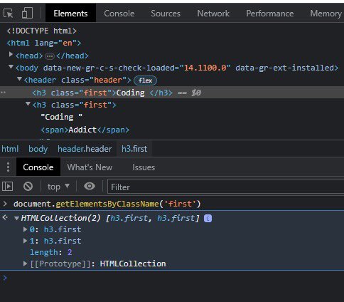 TheHenryIgwe's tweet image. Day 15
Accessing Elements by their Class.
Just like the use of Tag, as it was discussed yesterday. Another way to select multiple elements at once is with use of css ClassName. The attachment below explains further.
#30daysOfJavaScriptChallenge