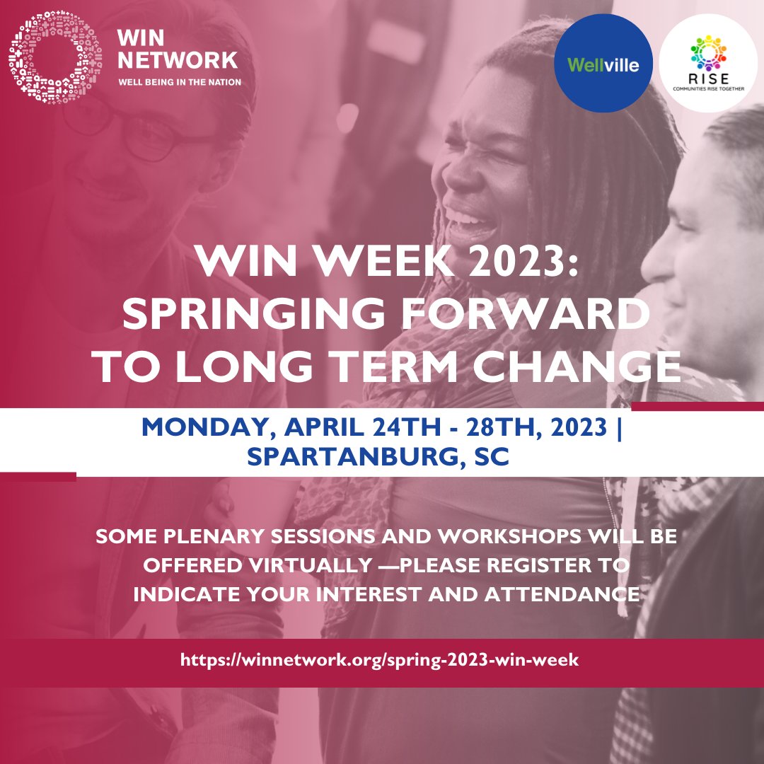 Rise4all_org's tweet image. Get ready for #WINWeek 2023 happening live at Spartanburg, SC from April 24th to April 28th, 2023! Join communities and movement leaders across the country as we reflect on the past and chart a path to lasting change together. @network_win

Register here: bit.ly/3Ydswzj