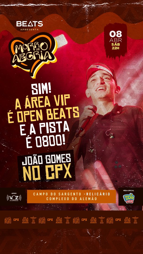 Só uma dica, garante o primeiro lote da área vip logo pq está acabando... ingresse.com/joao-gomes-cpx
