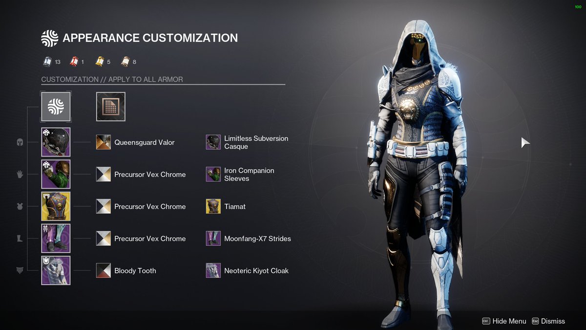 LukeSkinn's tweet photo. @IAmAnthonyx_ @AscendantNomad Wow I did not get a notification for this at first. Here you go, several shader or armour combos I like. Though I do want a new ornament and opening the store each season is the most exciting and disappointing part of destiny lmao. https://t.co/36XtLJ7GA7
