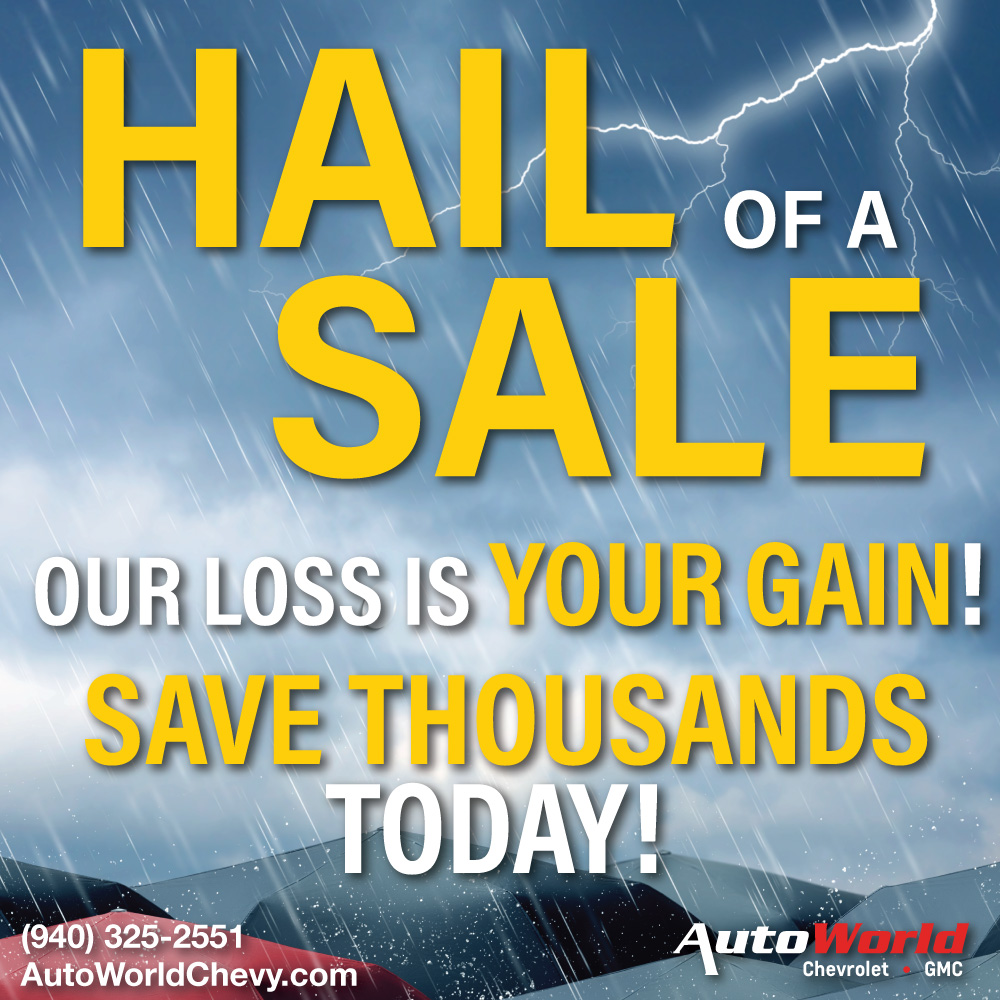 Looking for a deal that's a Hail of a Sale? Look no further than AutoWorld Chevrolet! Save thousands on our damaged inventory! Don't miss out on this limited-time opportunity!

#Warrantyforever #khouryculture #autoworldchevy #chevrolet #gmc #hailsale #hailstorm #mineralwells