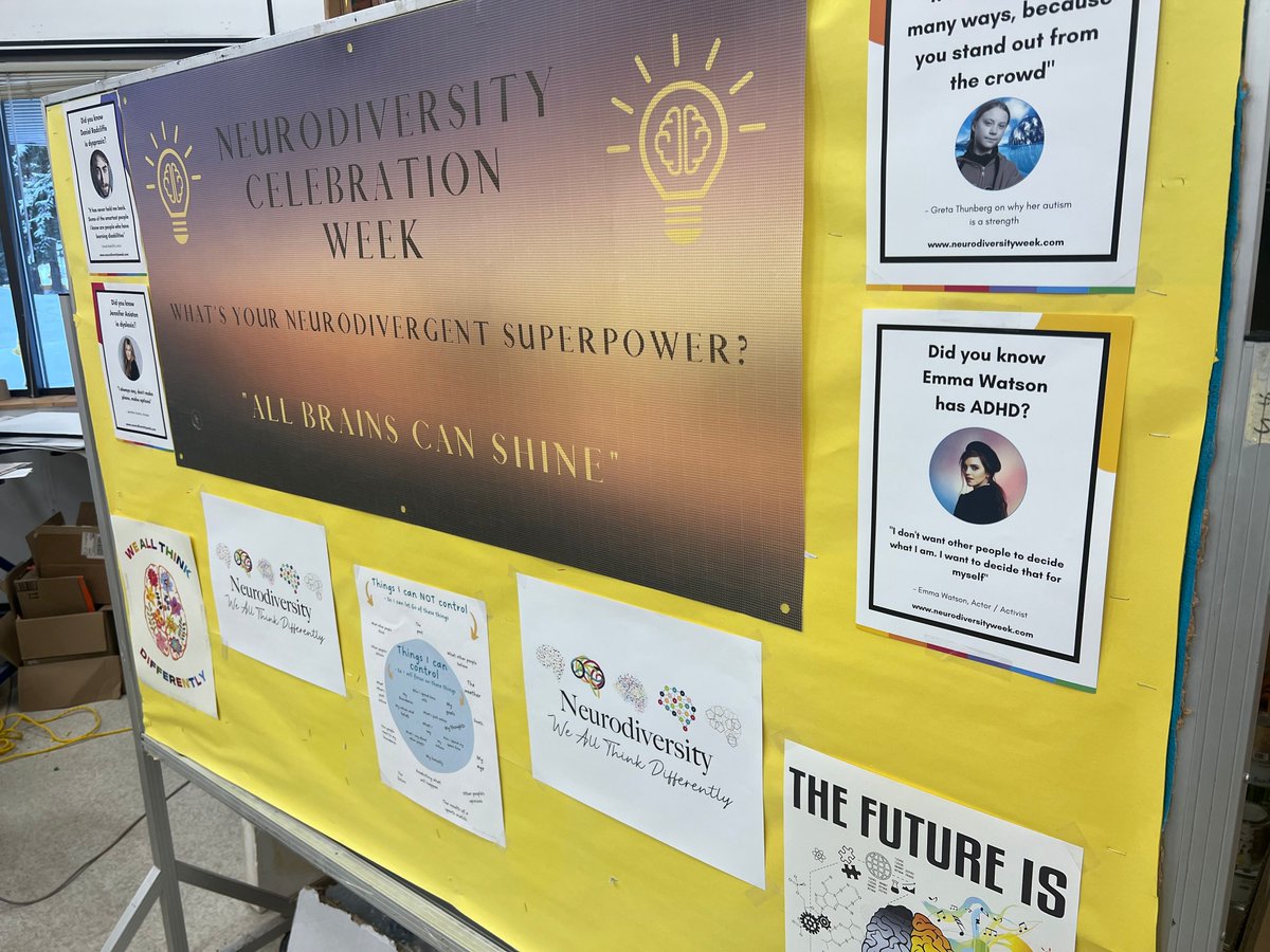 FoidartJocelyn's tweet photo. It's been a very exciting week in @sd54BV. We celebrated @NCWeek and presented in elementary school classrooms, the high school and shared information with educators. We reached 100s of students and the message  was clear: Students wanted to learn even MORE about Neurodiversity. https://t.co/6NPTnRnFrn