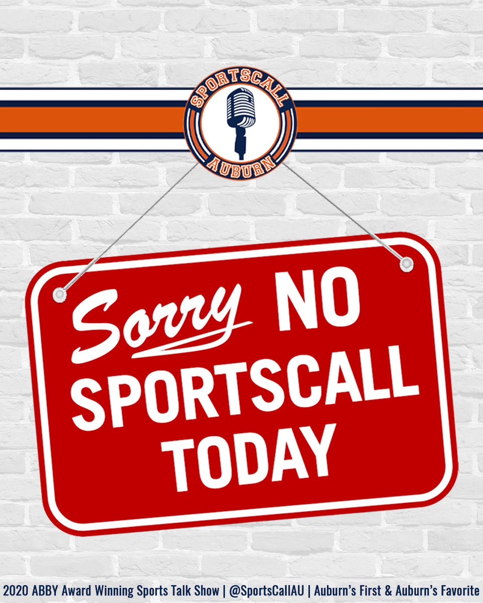 Due to Auburn Baseball being broadcast on <a href="/WTGZfm/">Tiger 95.9 FM</a> this afternoon we will not have a show today. Make sure you tune in Monday at 3pmCT for a brand new edition of SportsCall!!!