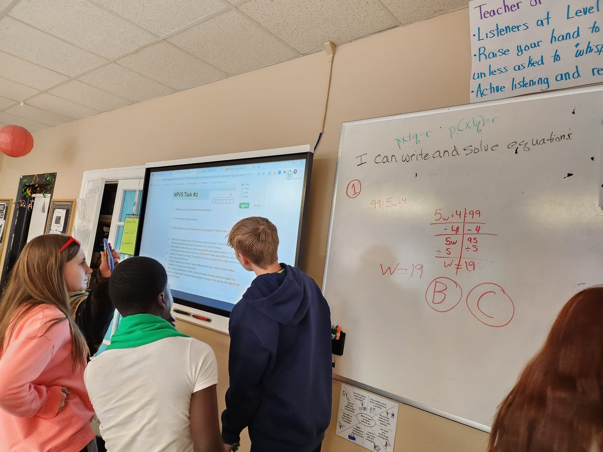 Barkersmath's tweet photo. VNPS writing and solving equations #fmsteach https://t.co/NuNVBFNa7s
