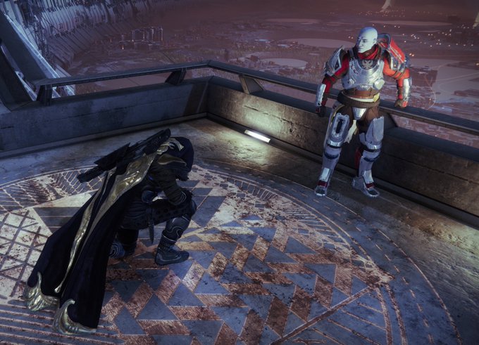 My guardian bowing down to Commander Zavala after hearing the tragic news of Commander Zavala’s voice actor Lance Reddick passing away. | Destiny 2