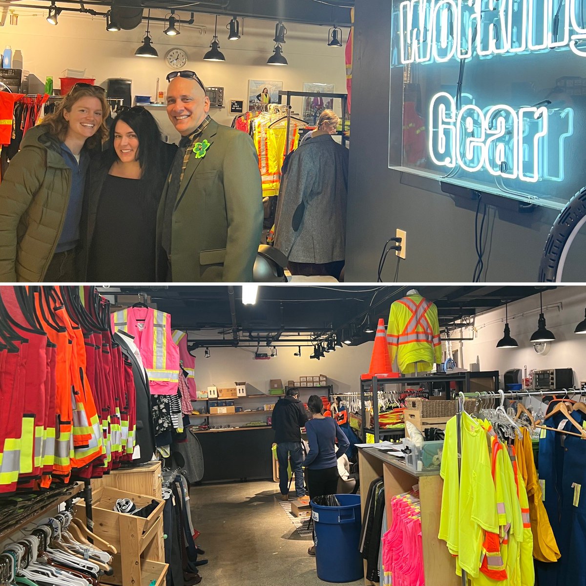 Inspiring visit to <a href="/WorkingGear/">WorkingGear</a> - supplying free clothes, boots and equipment to folk looking to work. Only one of its kind in North America, over 500 clients in first ten weeks of this year alone!