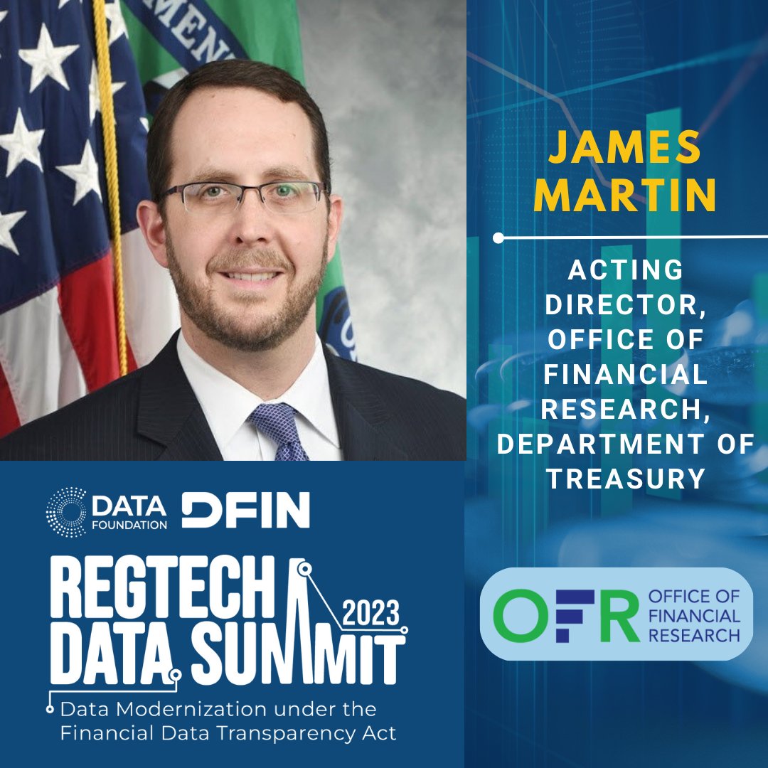 data_foundation's tweet photo. We're pleased to announce that @OFRgov Acting Director James Martin will keynote our #RegTech23 Data Summit in #DC! Join us on April 11 as Acting Director Martin discusses the impacts of financial data modernization on financial research⬇️ https://t.co/GvJhHjd2Dv
@DFINSolutions https://t.co/9UfIAUoXzV