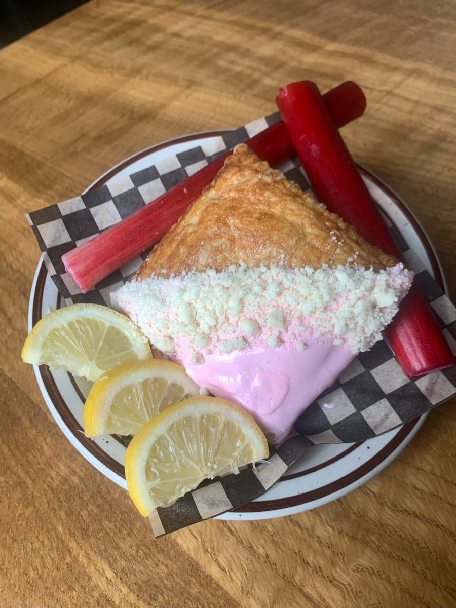 Behold! Our new Lemon Ricotta &amp; Rhubarb Pop Tart! 
It's filled with whipped ricotta and rhubarb compote, and topped with a rhubarb glaze and lemon milk crumble. 

Swing by &amp; give it a try!