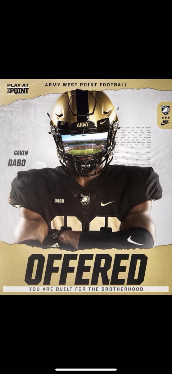Blessed to say I have earned my 8th D1 offer from Army West Point. Thank you <a href="/CoachBPowers/">Blake Powers</a>