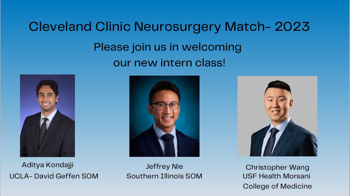 We are so thrilled to welcome these 3 residents into the @CCFNeurosurgery family!  We cannot wait to see all of your accomplishments along the way.