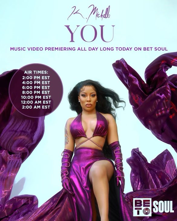 kmichelle's tweet photo. “YOU” video premiere TODAY,ALL DAY ON BET SOULLL @betsoultv Thank y’all for supporting my art @bet ❤️ https://t.co/IGI4dKHkDj