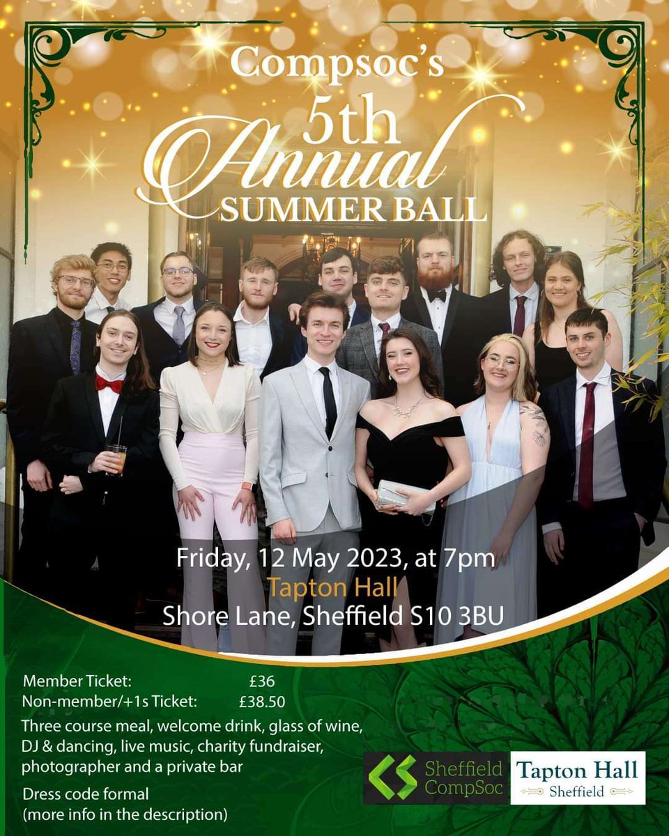 _shefesh's tweet photo. CompSocs summer ball tickets are out! Link to buy is below, they are catering to all food requirements.There is some cool stuff planned and there is also the hardship fund if you need a subsidised ticket. For more infomation contact CompSoc.
https://t.co/hpcjsKr5Z4 https://t.co/tfOUymKKP4