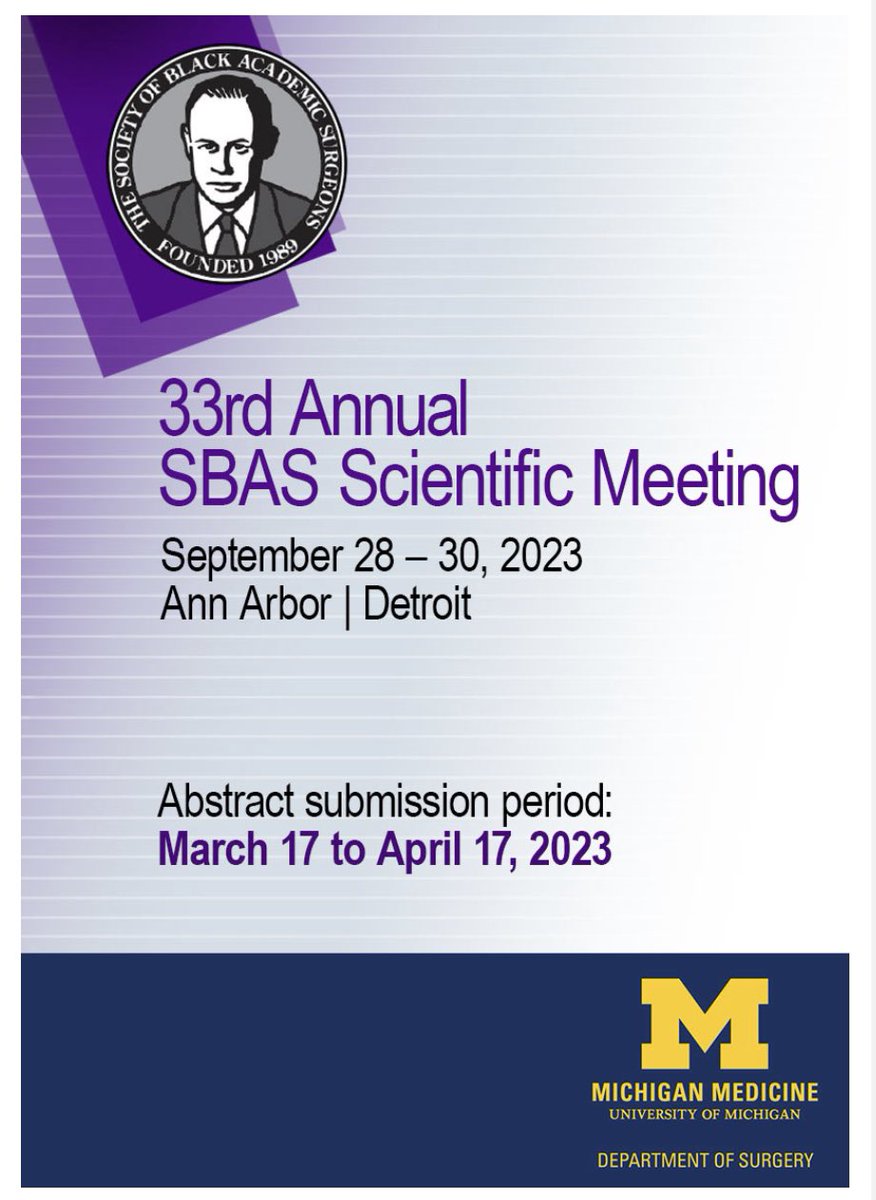 SocietyofBAS's tweet image. What an exciting day!!!! Congrats to everyone on their #Match2023 and #SOAP23 SUCCESS! We are SO proud! 

Today also officially OPENS our abstract submission period for our annual meeting in September @UMichSurgery!!!!

Submit your abstracts here👇🏾:

abstractscorecard.com/cfp/submit/log…