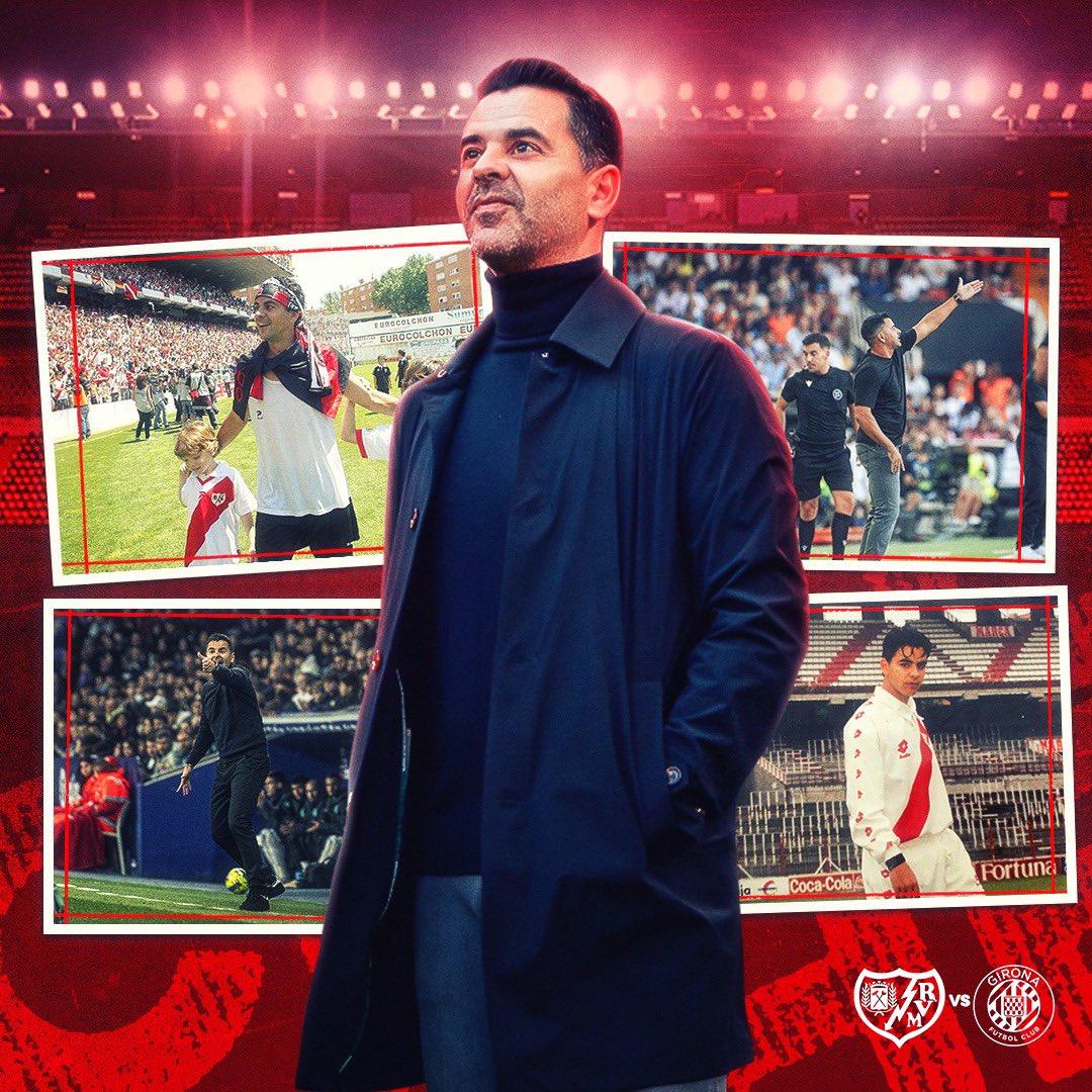 sportmediam's tweet photo. Mañana @Michel8Sanchez vuelve a Vallecas. Será un partido muy especial para el actual entrenador del Girona. Míchel, leyenda viva del club vallecano, debutó como jugador de Primera en el Rayo y empezó su andadura en los banquillos con el club madrileño.
#SMMTeam #RayoGirona https://t.co/mbTa7fzk4r