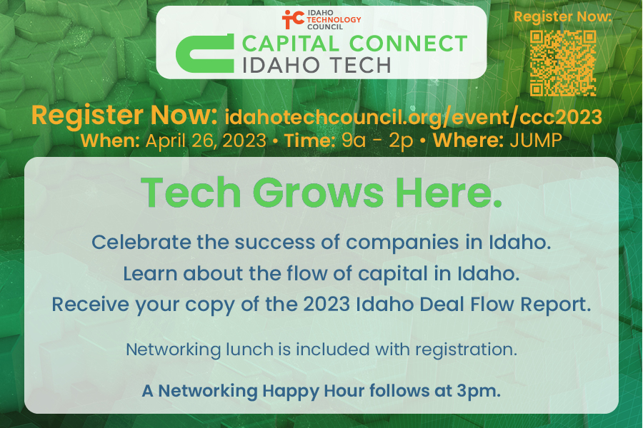 IDTechCouncil's tweet image. Capital Connect Conference is just around the corner! The theme &apos;Tech Grows Here&apos; means so much as the Idaho technology ecosystem continues to grow! 

#idahotech #techgrowshere #technology #idaho #capitalconnect

Register Now:
hubs.ly/Q01H3GTt0