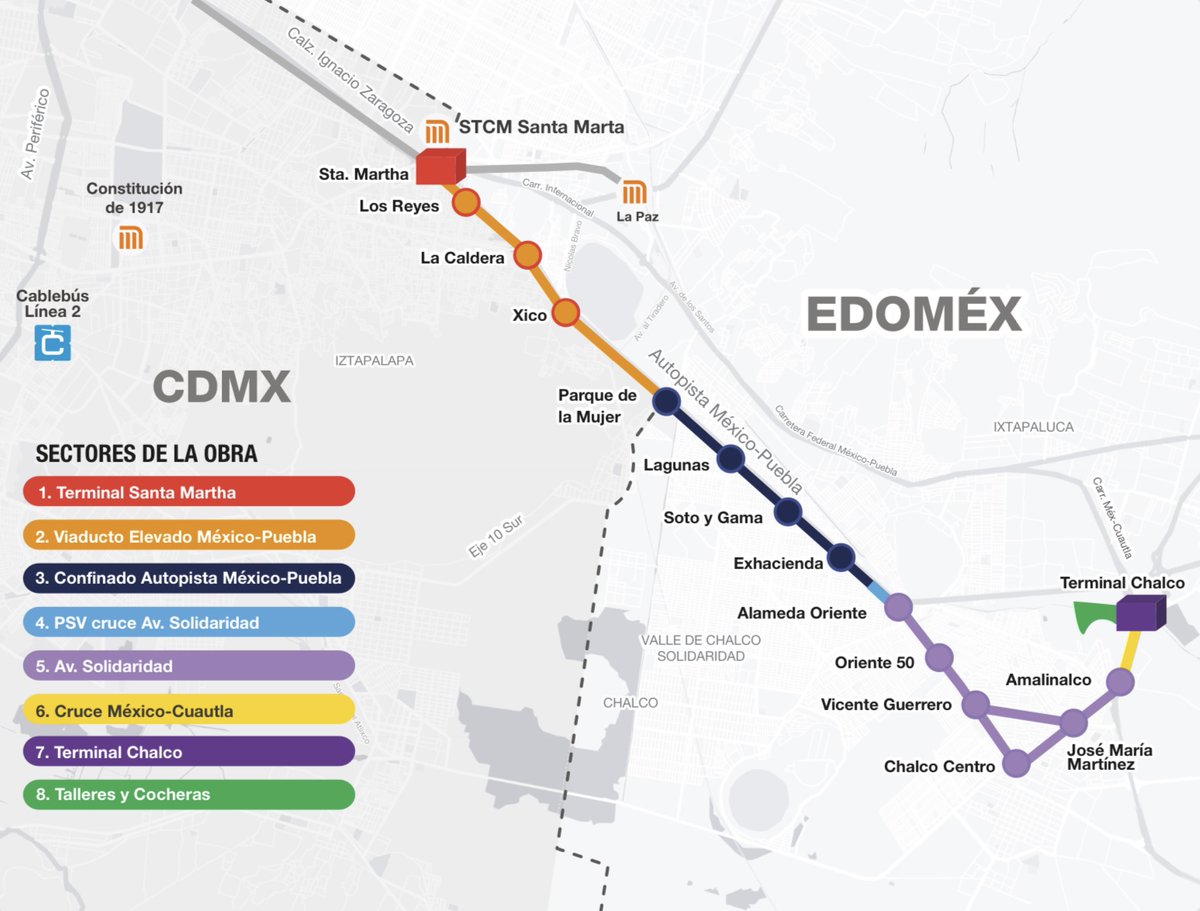 El Trolebús Chalco-Santa Martha tendrá una longitud de 18.5 kilómetros y reducirá el tiempo de traslado de los usuarios de dos horas a tan solo 33 minutos.