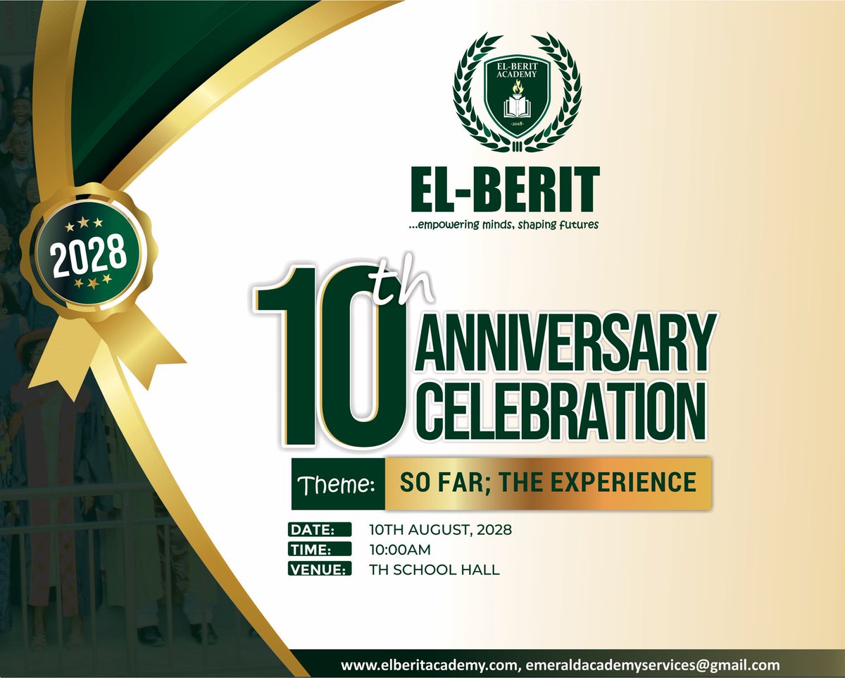 Guyyyyyssss🥺,tomorrow is the 10th of August, 2028, a day I have been looking forward to since forever, words can’t describe the excitement I am feeling right now. Elberit Academy, a school I founded in 2018, will be celebrating her 10th year anniversary tomorrow🥳🥳🎉🎉. 1/4