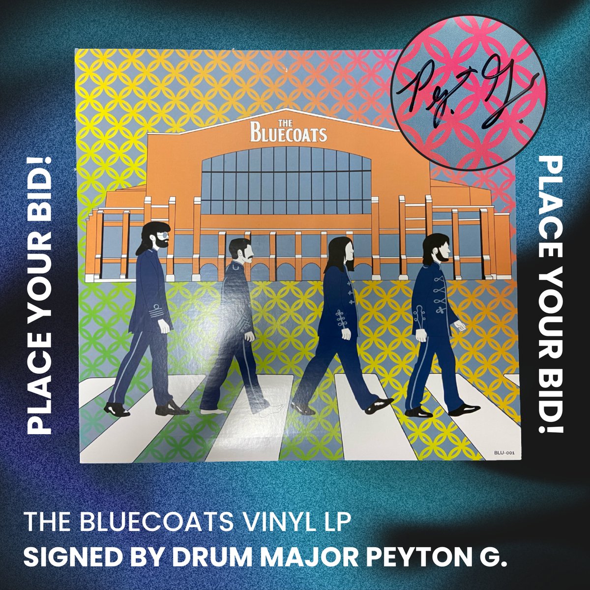 Bluecoats's tweet image. Get your piece of Bluecoats history! We're hosting an auction &amp;amp; sale for some iconic items:

- Signed copies of The Bluecoats Vinyl LP
- Original Alumni Corps backdrops
- Official Bluecoats helmets

Place your bid before March 26 at 11:59 p ET at bluco.at/s_auction22
