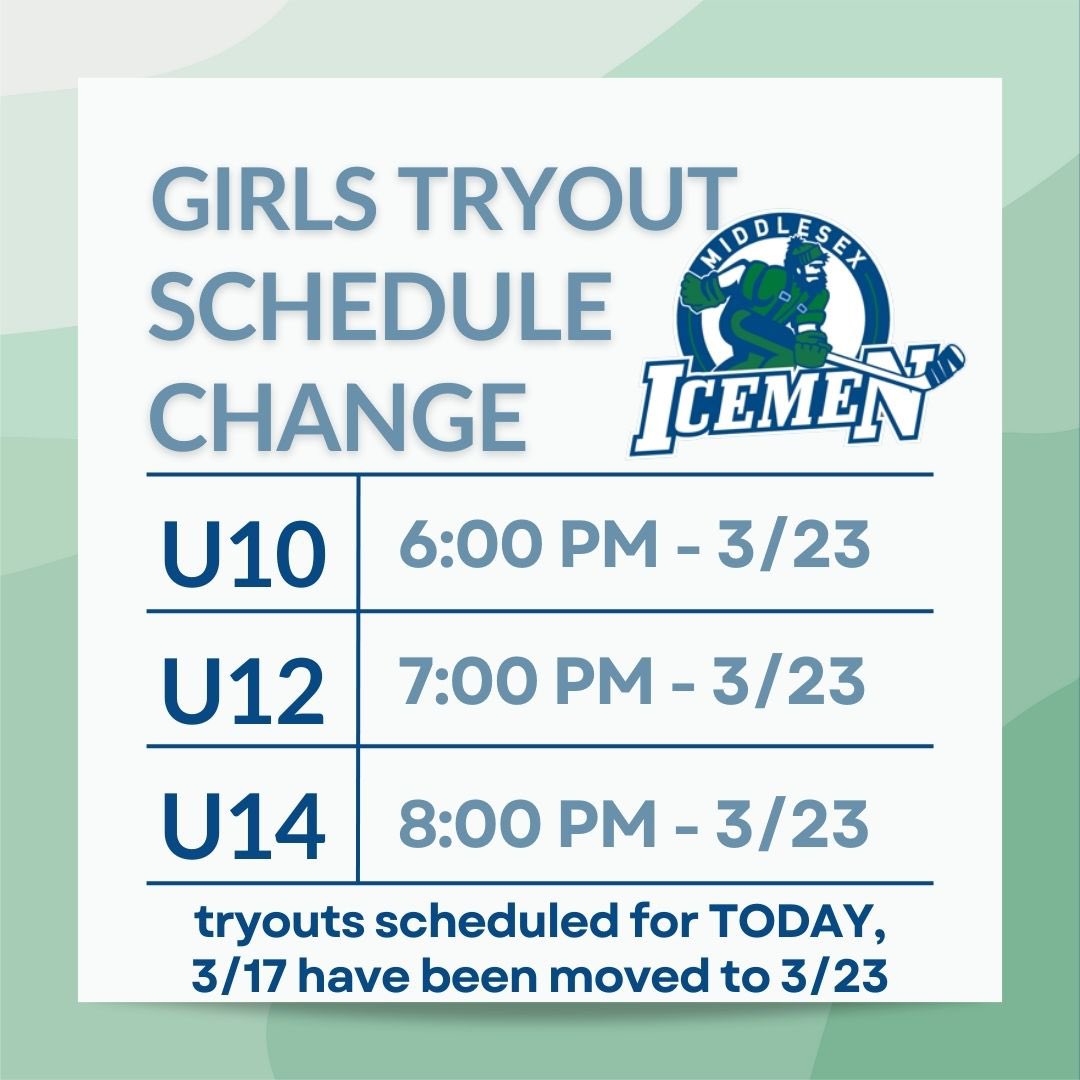 IMPORTANT SCHEDULE CHANGE: All girls tryouts that were scheduled for today, 3/17 have been moved to next Thursday, 3/23!!