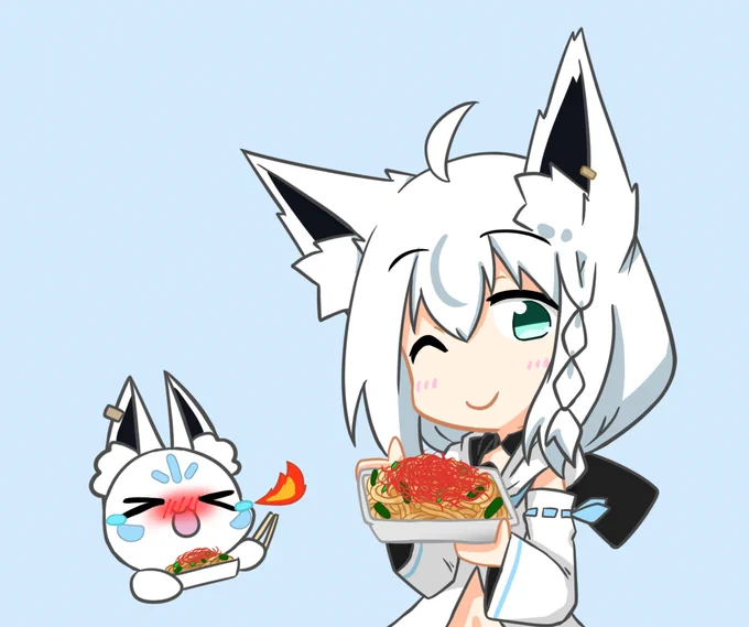 フブキちゃんの激辛チャレンジ焼きそば自分は行けないので皆さんの感想で味を想像しようと思います #絵フブキ 
