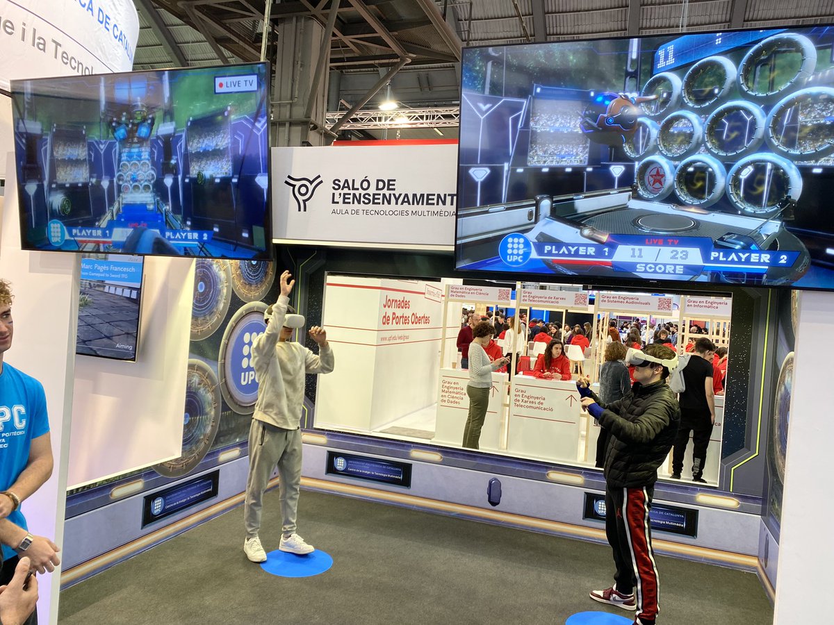 TheGameForgers's tweet image. People playing our last #VR game in the live event #SaloEnsenyament2023 Local multiplayer ✊ 2 players versus and hand tracking with #Quest2 🤩

#MetaQuest2  #handtrackingvr #madewithunity  #gamedev