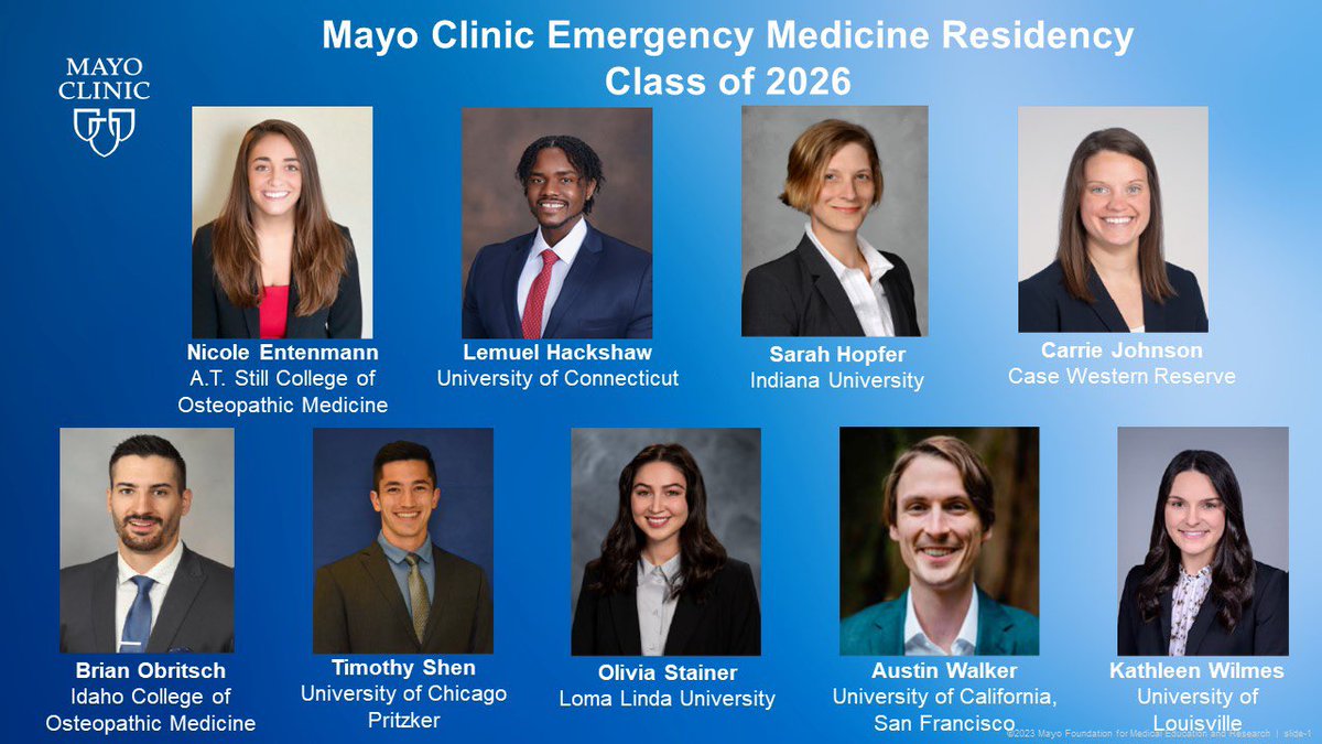mayoclinicemres's tweet image. We are SO excited to announce the newest members of our EM family! #Match2023 #EMbound @MayoClinicEM