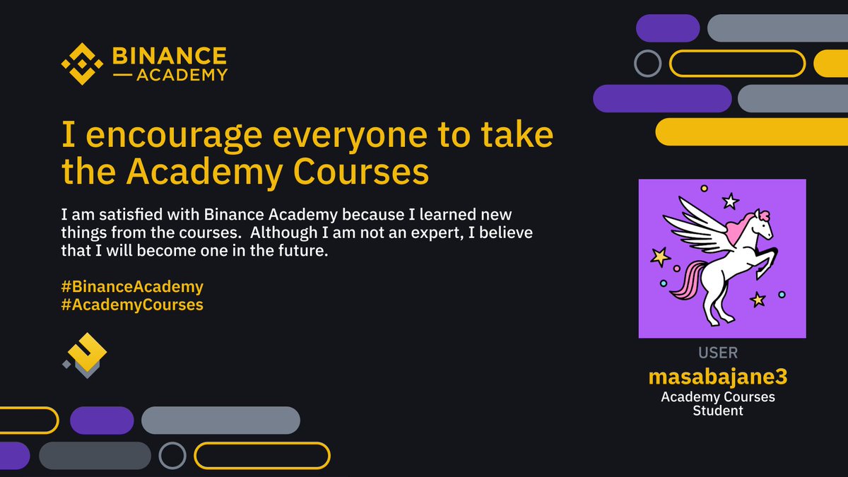Share feedback, earn crypto 🤝 At #Binance Academy, we always appreciate  hearing about the positive effects of our courses. One of our female  students has shared their feedback and we hope it