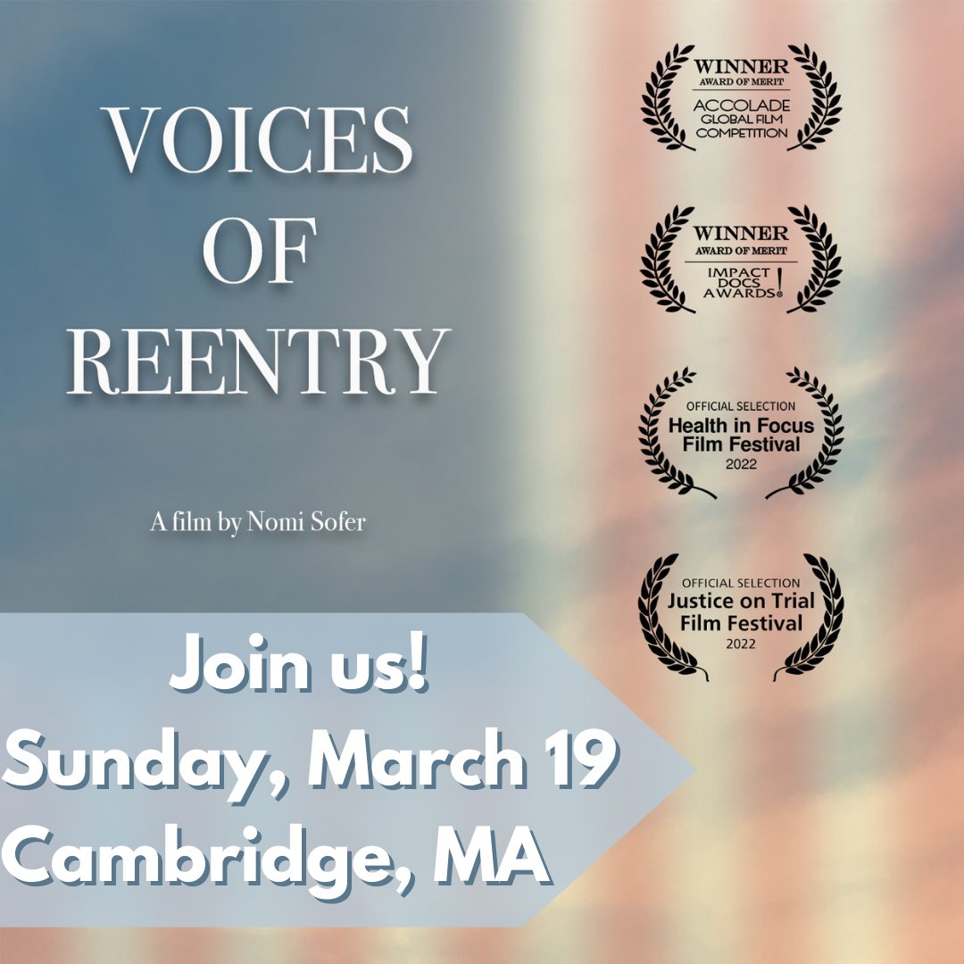 Are you local to Cambridge, MA? Join us on Sunday 3/19, 4pm for a screening of our award-winning film Voices of Reentry, following by a community conversation with storyteller George Halfkenny, <a href="/ThriveMA/">Thrive Communities</a>'s Kim Yeasir&amp; film director <a href="/NomiSofer/">Nomi Sofer</a>. eventbrite.com/e/voices-of-re…