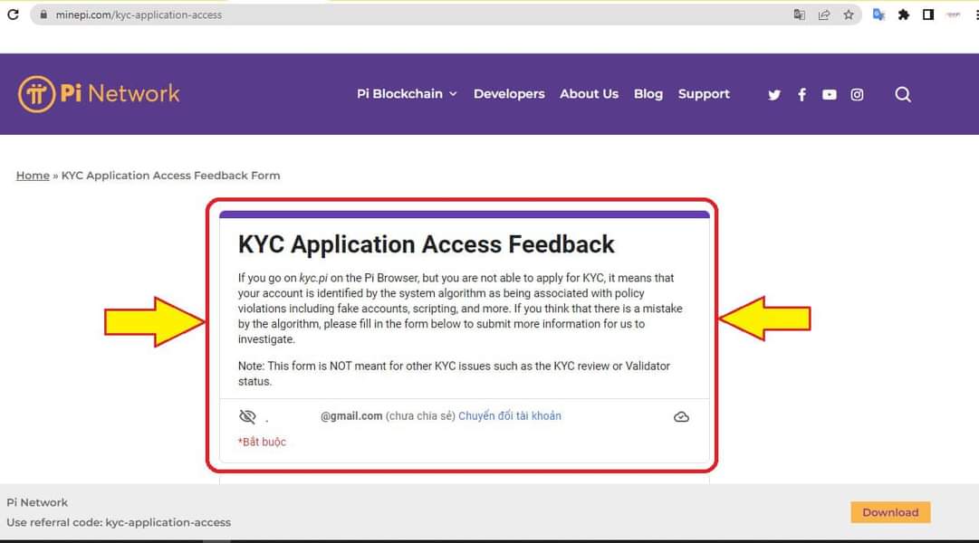If you encounter problems related to Pi KYC, you can visit the official website to give feedback.

minepi.com/kyc-applicatio…

Note: This form is NOT meant for other KYC issues such as the KYC review or Validator status.

<a href="/PiCoreTeam/">Pi Network</a> 
#PiNetwork #PiNews #Crypto