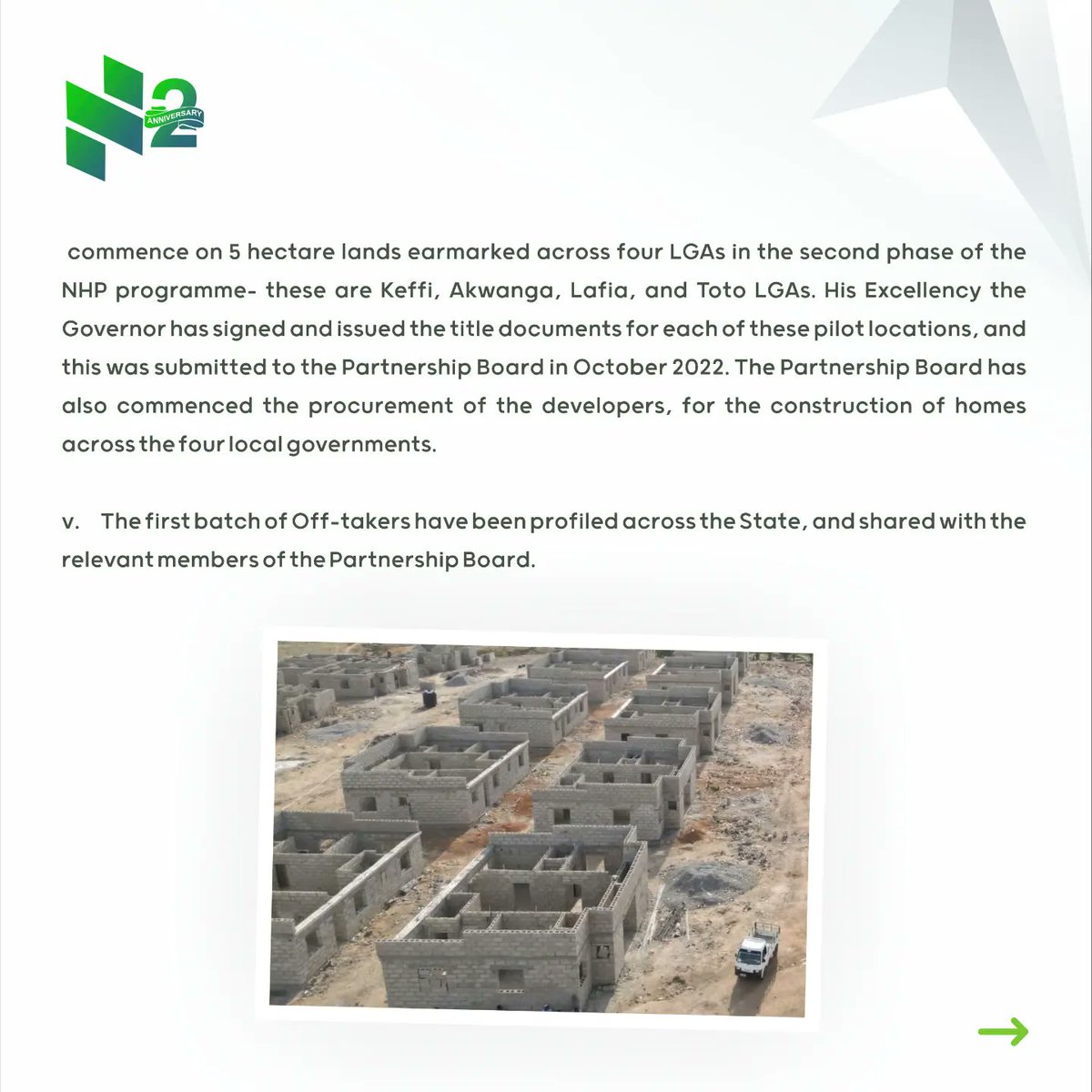 Nasarawa Housing Program(NHP): work advancing with 4,000 units to be constructed in the 13 local government areas of the state. 

#Nasarawameansbusiness 
#NasarawaEconomicandDevelopmentStrategy
#Nasarawastate 
#Nasarawa