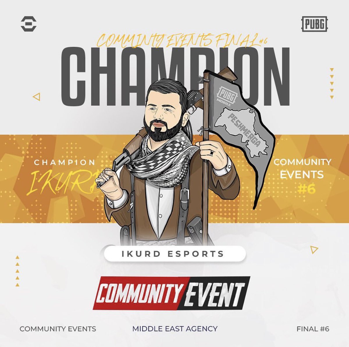 ikurdesports's tweet photo. Middle East Agency
Final Community Event Top 1
#goikurdgo #ikurd💚
#pubgmobile #esportsteam #esportspubgmobile #pubgmena #esportspubgmobilemena #follow #like #ikurd https://t.co/wG1lSFErBH