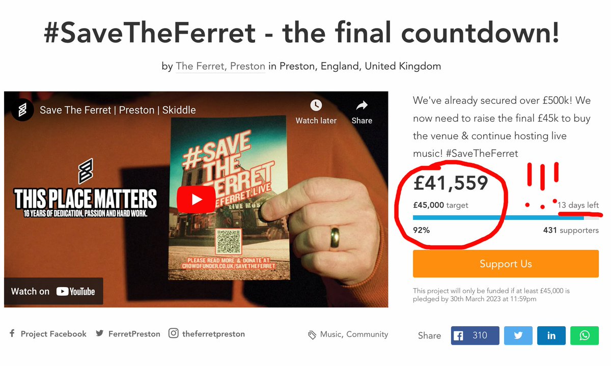 FerretPreston's tweet photo. Hey. Have you seen our current #SaveTheFerret total? Really smashing effort Ferret friends! Not far to go, but not long left either. Final deadline 30th March. Can't get complacent at this stage, but... WE CAN DO THIS!
Let's
SAVE.
THE.
FERRET. https://t.co/m7f9ny0UM8