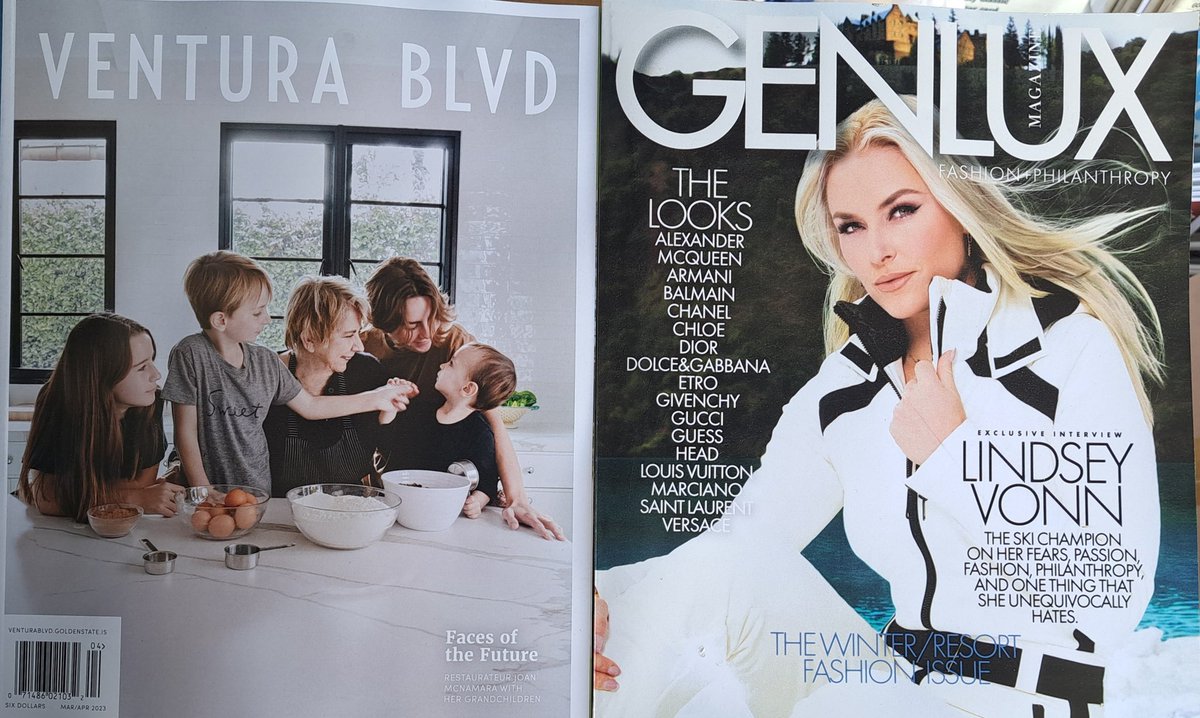LC_NEWSSTAND's tweet photo. Featuring 2 local favorite!
#VenturaBlvd #venturablvdmagazine @venturablvd @OurVenturaBlvd 
#JoansOnThird @joansonthird 
#Genlux @GENLUX 
#LindseyVonn 
@LC_NEWSSTAND https://t.co/9MEJpUxI5Z
