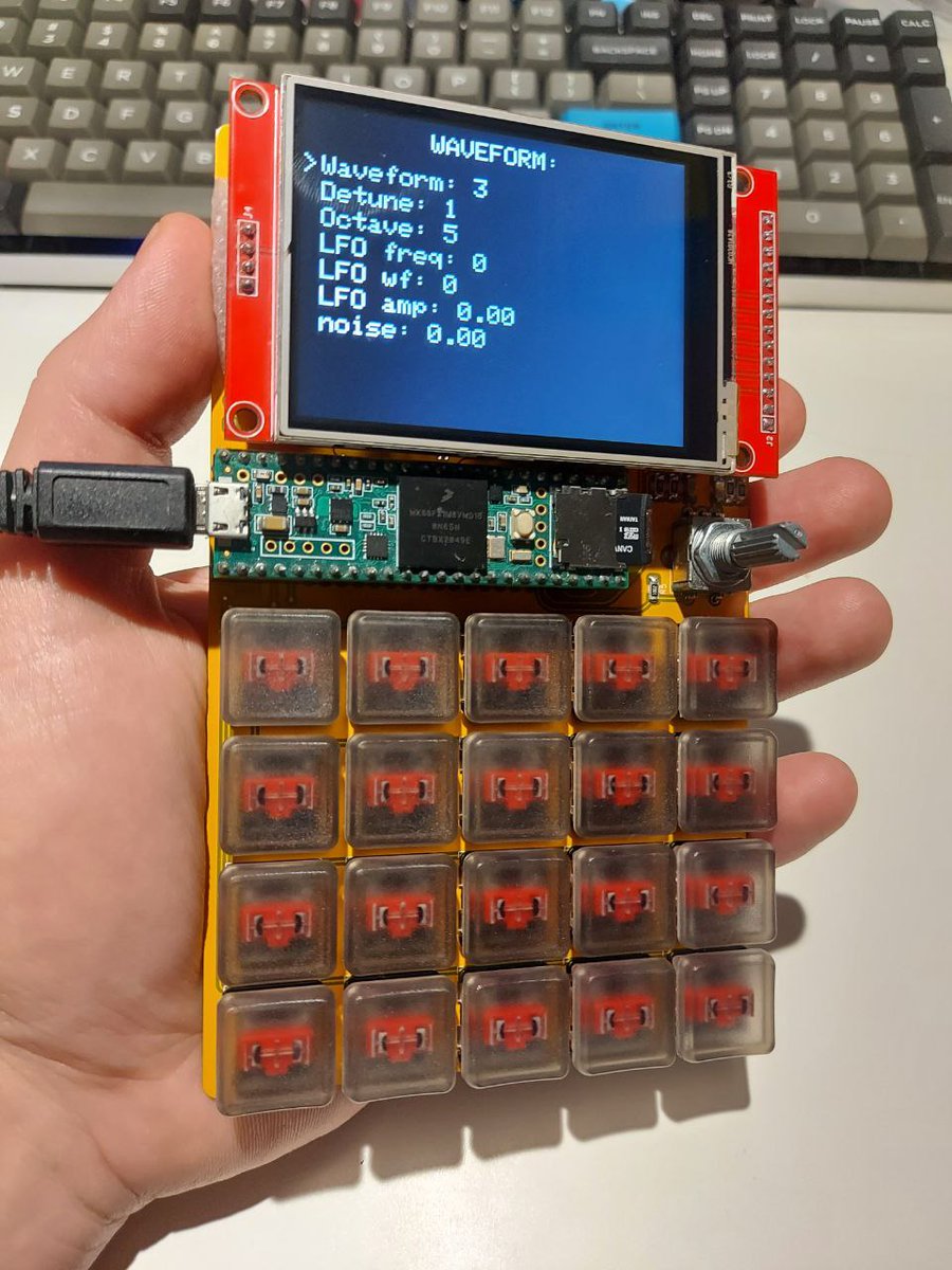 Boards from JLCPCB arrived and soldered. It's hard to believe but looks like I didn't make any mistakes while designing it and it's working.
#teensy #diysynth