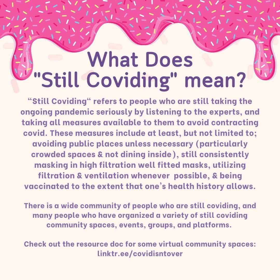 Join the #stillcoviding weekly hangout on zoom if you’re a #covidconscious person who wants to connect with more like minded community in a #covidsafe way. Check out the guide doc (link in bio) for more info. Adding a second hangout 12-3p ET on Sats in April. 🌸#COVIDisAirborne