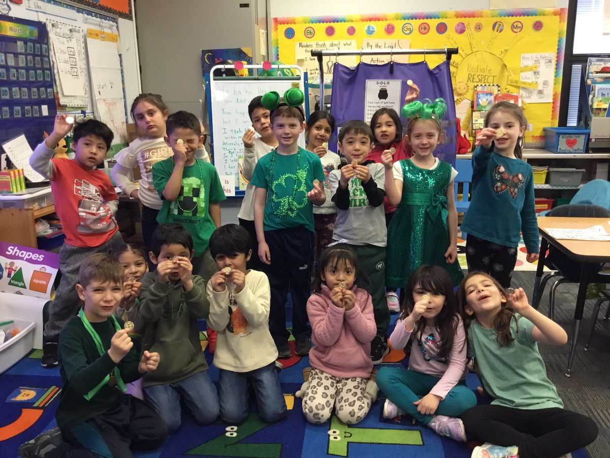 MrsDeAngelisRH's tweet photo. That tricky leprechaun left gold coins and a fun game for us to play. Happy Valentine’s Day! @RobertHunterES @FlemRarSchools https://t.co/kPso8QYQ4Q