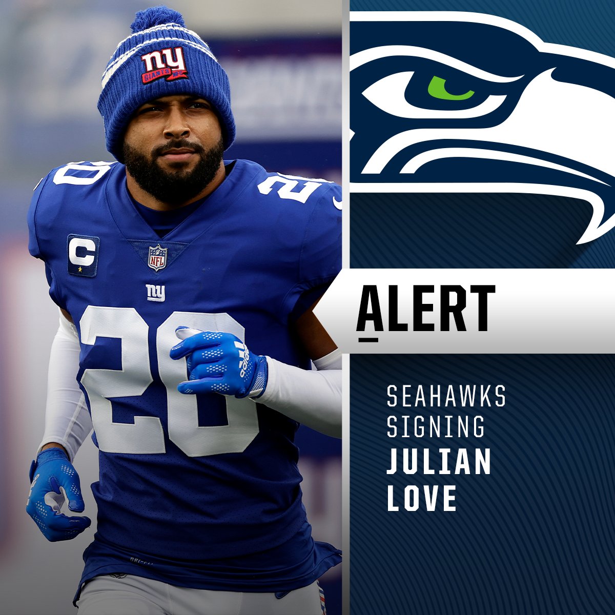 NFL's tweet photo. Seahawks sign safety Julian Love. https://t.co/ZSJ3snHhwi