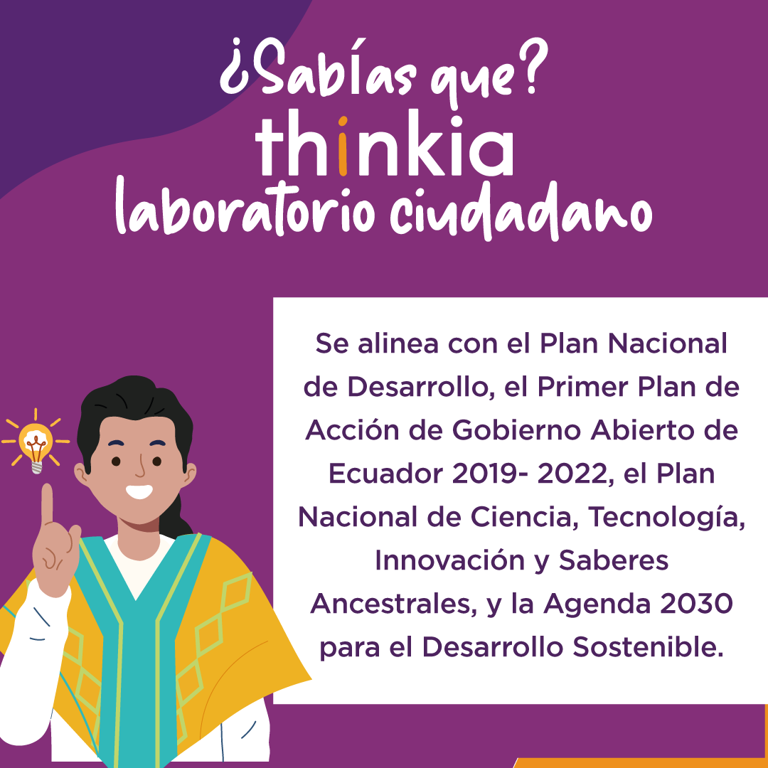 ThinkiaLab's tweet image. #Thinkia, iniciativa pública de @EduSuperiorEc, se ancla en los lineamientos de política pública del Plan Nacional de Desarrollo, el 1er Plan de Acción de @ECGobAbierto, Plan Nacional de Ciencia, e Innovación, y la Agenda 2030 para el Desarrollo Sostenible.