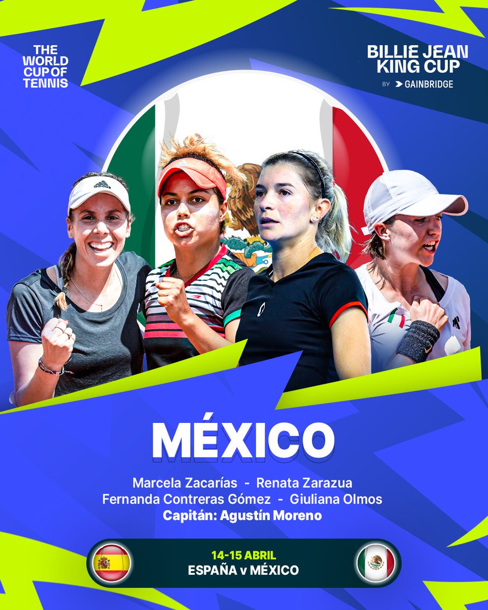 BJKCup_es's tweet photo. 🇲🇽 MÉXICO 🇲🇽

Fernanda Contreras, Marcela Zacarías, Renata Zarazúa y Giuliana Olmos formarán el equipo que se medirá a España en los Qualifiers 💫

#BJKCup https://t.co/cSH25gBSCm