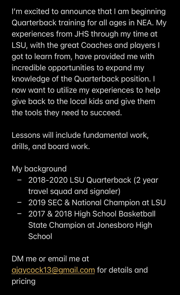 aycock_5's tweet image. NEA QUARTERBACK TRAINING

For details and pricing - DM me or email ajaycock13@gmail.com

#NEA #QBtraining #Football