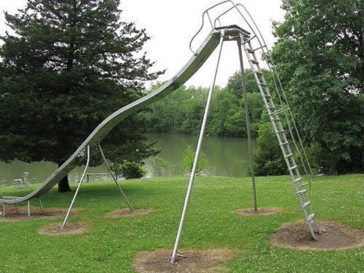 Super70sSports's tweet photo. “Has the new park district slide been installed yet, Smith?”

“Yes, mayor. That was done yesterday.”

“You did order the Child Eliminator 3000™, correct?”

“Yes, sir.”

“Very well.” https://t.co/CBMdZcF83G