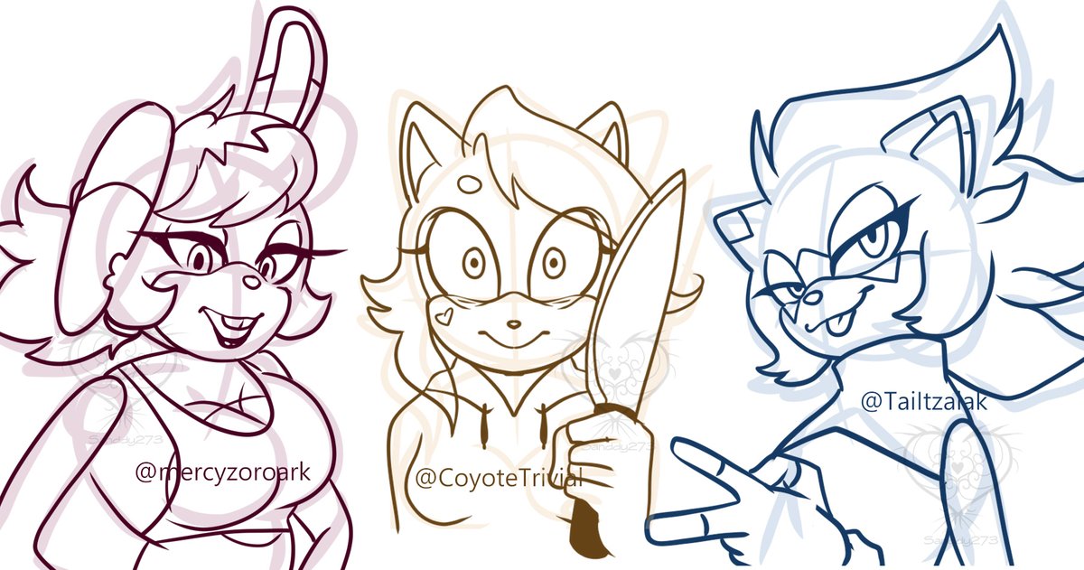 Another sketches for my twitter fans
characters:
<a href="/mercyzoroark/">undermining my sanity</a> 
<a href="/CoyoteTrivial/">TrivialCoyote</a> 
<a href="/TaiItzalak/">Itzalak</a> 
.
#sonic #soniccharacters #SonicTheHedgehog
