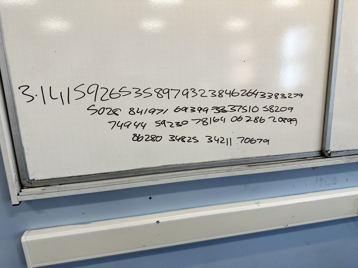 WhitehillMaths's tweet photo. Mr S and Miss Saunders blown away as we witnessed a fantastic performance from one of our S1 Mathematicians reciting π to 100 (I think 🤞🏻) digits @PSmithPTMaths @misssaunders77 @WhitehillSec #alwaysremembering https://t.co/yr5QPVfuS1